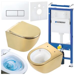BPS-koupelny Podomítkový modul Geberit DuoFix s WC mísou FW-GL-WH-TR-03 + ovládací tlačítko Delta 50 bílá