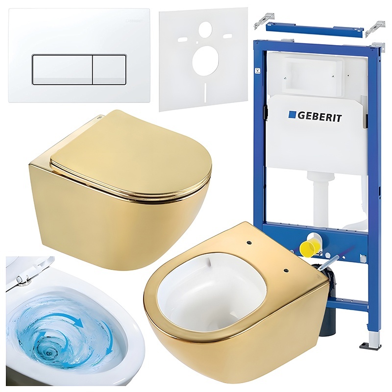 BPS-koupelny Podomítkový modul Geberit DuoFix s WC mísou FW-GL-WH-TR-03 + ovládací tlačítko Delta 50 bílá