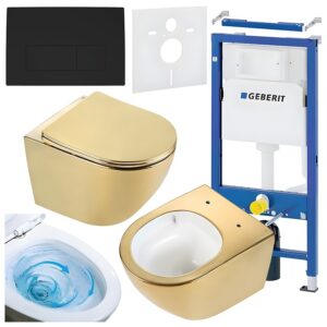 BPS-koupelny Podomítkový modul Geberit DuoFix s WC mísou FW-GL-WH-TR-03 + ovládací tlačítko Delta 50 černá mat