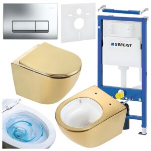 BPS-koupelny Podomítkový modul Geberit DuoFix s WC mísou FW-GL-WH-TR-03 + ovládací tlačítko Delta 50 chrom