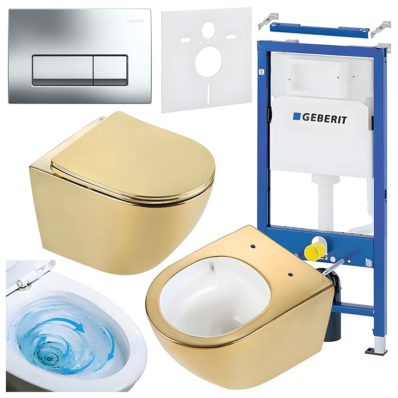 BPS-koupelny Podomítkový modul Geberit DuoFix s WC mísou FW-GL-WH-TR-03 + ovládací tlačítko Delta 50 chrom