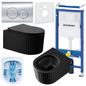 BPS-koupelny Podomítkový modul Geberit DuoFix s WC mísou LA-MTB-RIM-03 + ovládací tlačítko Delta 20 chrom