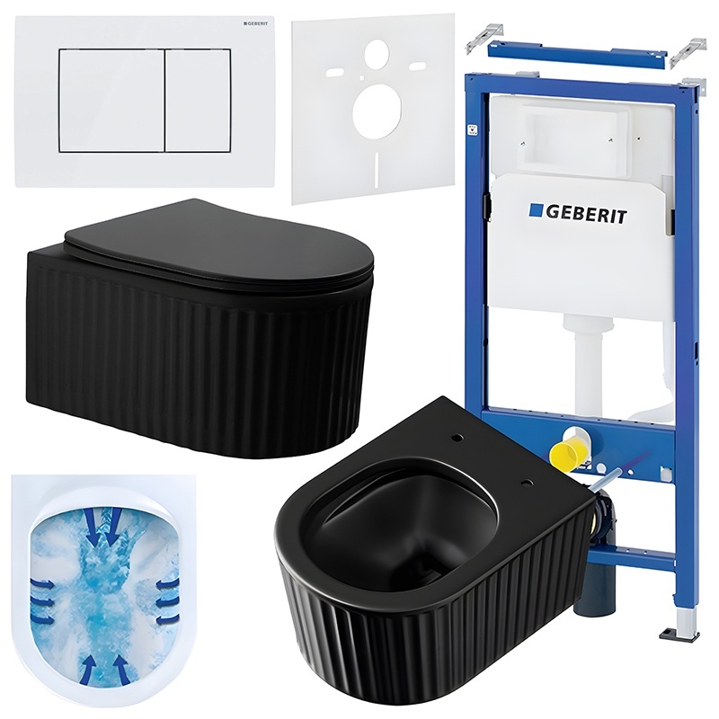 BPS-koupelny Podomítkový modul Geberit DuoFix s WC mísou LA-MTB-RIM-03 + ovládací tlačítko Delta 30 bílá