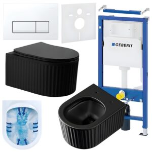 BPS-koupelny Podomítkový modul Geberit DuoFix s WC mísou LA-MTB-RIM-03 + ovládací tlačítko Delta 50 bílá