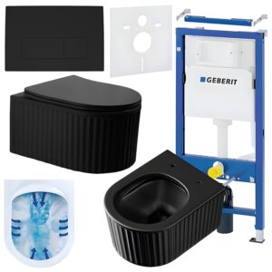 BPS-koupelny Podomítkový modul Geberit DuoFix s WC mísou LA-MTB-RIM-03 + ovládací tlačítko Delta 50 černá mat