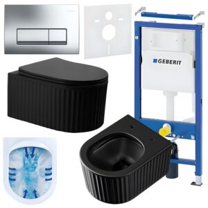 BPS-koupelny Podomítkový modul Geberit DuoFix s WC mísou LA-MTB-RIM-03 + ovládací tlačítko Delta 50 chrom