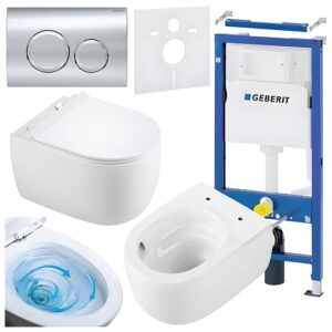 BPS-koupelny Podomítkový modul Geberit DuoFix s WC mísou LE-WH-TR-01 + ovládací tlačítko Delta 20 chrom