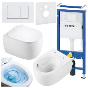 BPS-koupelny Podomítkový modul Geberit DuoFix s WC mísou LE-WH-TR-01 + ovládací tlačítko Delta 30 bílá