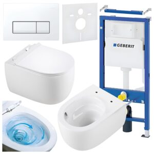 BPS-koupelny Podomítkový modul Geberit DuoFix s WC mísou LE-WH-TR-01 + ovládací tlačítko Delta 50 bílá