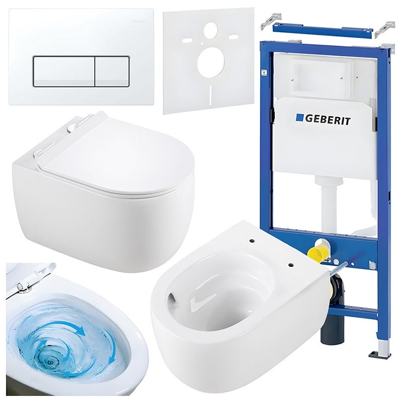 BPS-koupelny Podomítkový modul Geberit DuoFix s WC mísou LE-WH-TR-01 + ovládací tlačítko Delta 50 bílá