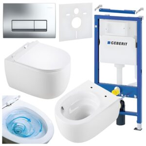 BPS-koupelny Podomítkový modul Geberit DuoFix s WC mísou LE-WH-TR-01 + ovládací tlačítko Delta 50 chrom