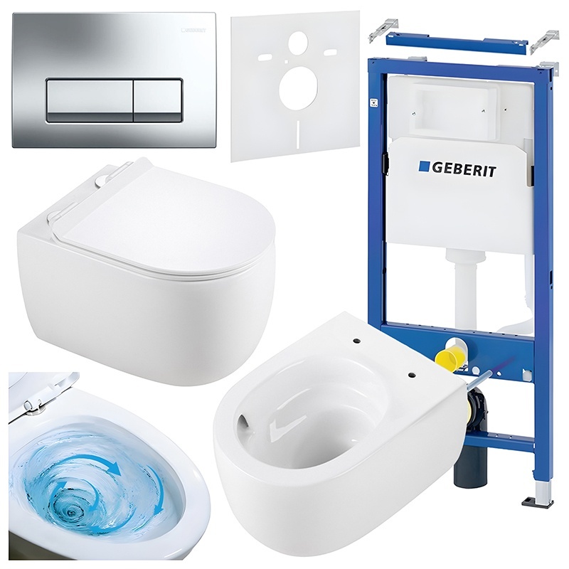BPS-koupelny Podomítkový modul Geberit DuoFix s WC mísou LE-WH-TR-01 + ovládací tlačítko Delta 50 chrom
