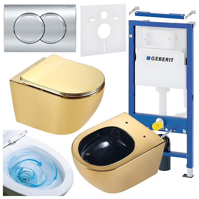 BPS-koupelny Podomítkový modul Geberit DuoFix s WC mísou MU-GL-BL-TR-03 + ovládací tlačítko Delta 01 chrom