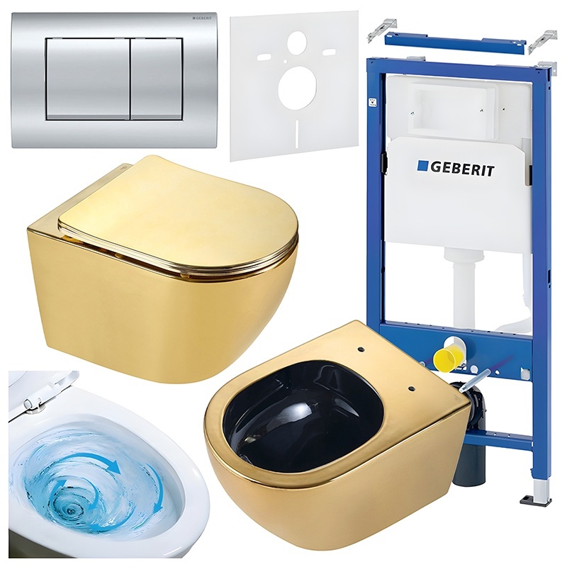 BPS-koupelny Podomítkový modul Geberit DuoFix s WC mísou MU-GL-BL-TR-03 + ovládací tlačítko Delta 30 chrom