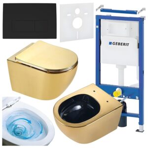 BPS-koupelny Podomítkový modul Geberit DuoFix s WC mísou MU-GL-BL-TR-03 + ovládací tlačítko Delta 50 černá mat