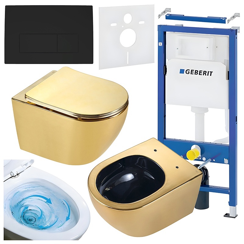 BPS-koupelny Podomítkový modul Geberit DuoFix s WC mísou MU-GL-BL-TR-03 + ovládací tlačítko Delta 50 černá mat