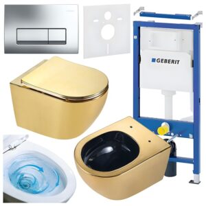 BPS-koupelny Podomítkový modul Geberit DuoFix s WC mísou MU-GL-BL-TR-03 + ovládací tlačítko Delta 50 chrom