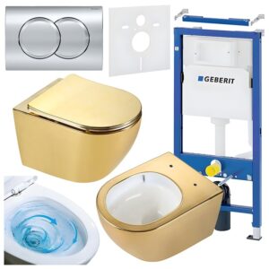 BPS-koupelny Podomítkový modul Geberit DuoFix s WC mísou MU-GL-WH-TR-03 + ovládací tlačítko Delta 01 chrom