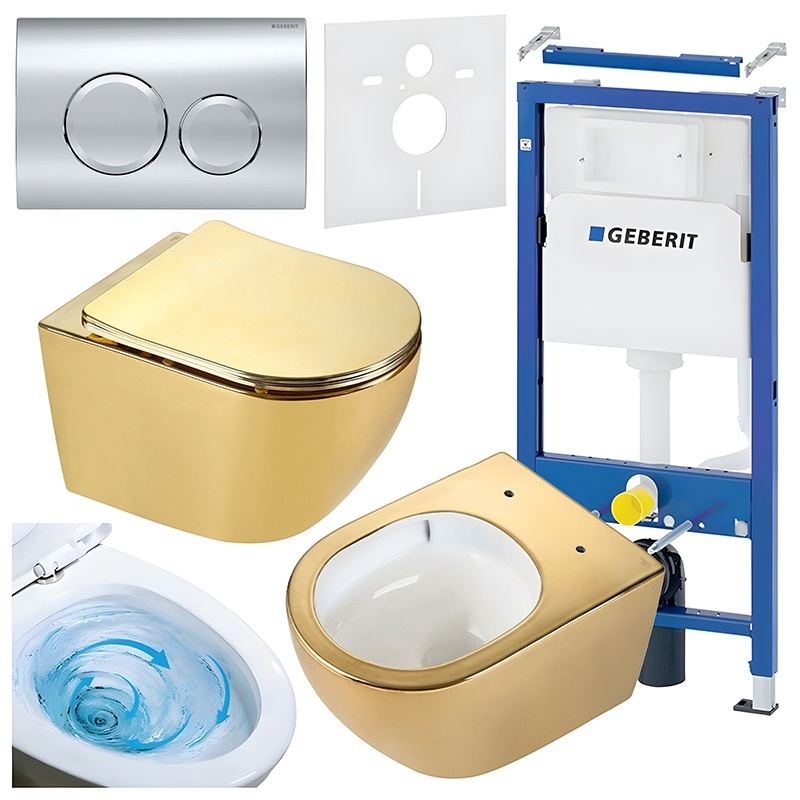 BPS-koupelny Podomítkový modul Geberit DuoFix s WC mísou MU-GL-WH-TR-03 + ovládací tlačítko Delta 20 chrom