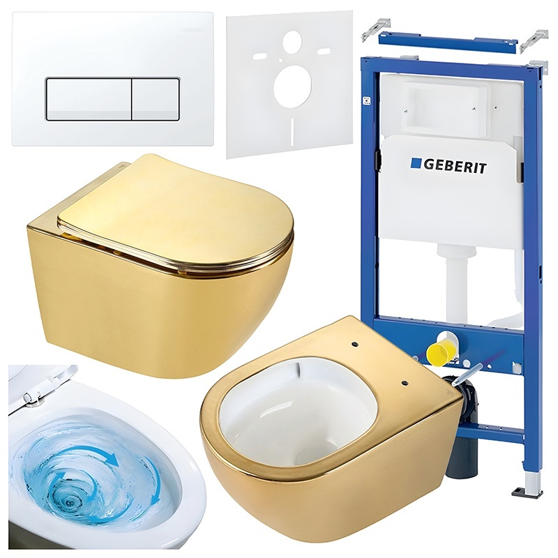 BPS-koupelny Podomítkový modul Geberit DuoFix s WC mísou MU-GL-WH-TR-03 + ovládací tlačítko Delta 50 bílá
