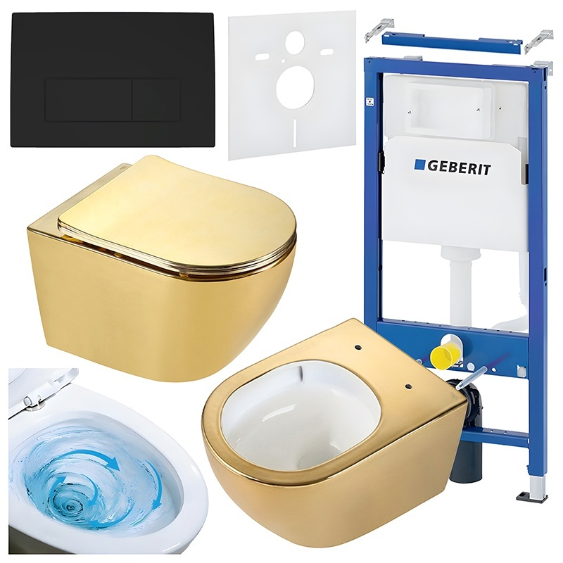 BPS-koupelny Podomítkový modul Geberit DuoFix s WC mísou MU-GL-WH-TR-03 + ovládací tlačítko Delta 50 černá mat