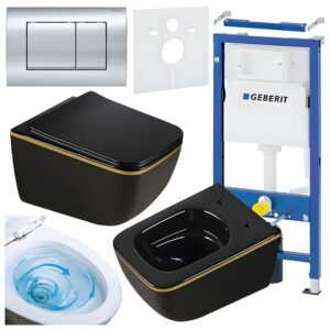 BPS-koupelny Podomítkový modul Geberit DuoFix s WC mísou YU-BL-GL-TR-03 + ovládací tlačítko Delta 30 chrom