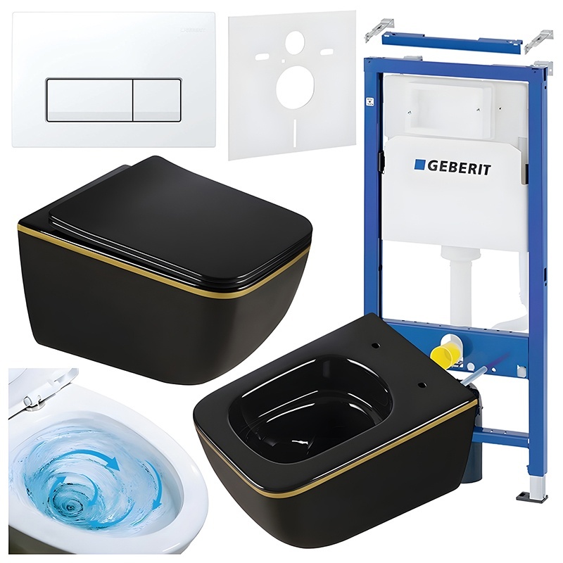 BPS-koupelny Podomítkový modul Geberit DuoFix s WC mísou YU-BL-GL-TR-03 + ovládací tlačítko Delta 50 bílá