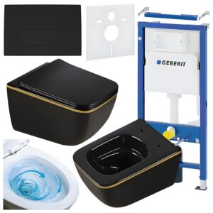 BPS-koupelny Podomítkový modul Geberit DuoFix s WC mísou YU-BL-GL-TR-03 + ovládací tlačítko Delta 50 černá mat