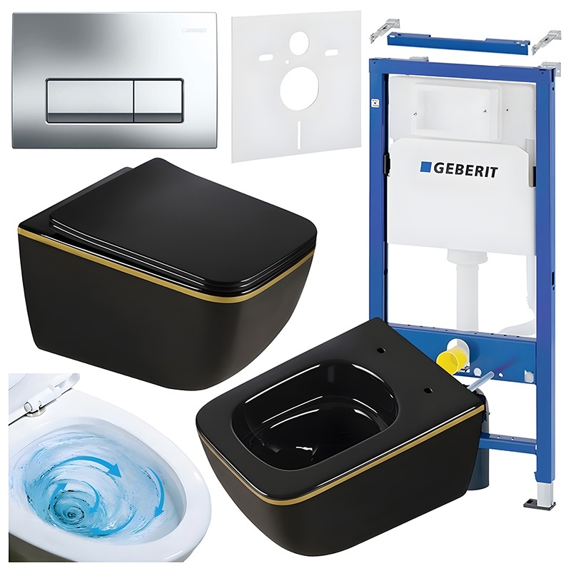 BPS-koupelny Podomítkový modul Geberit DuoFix s WC mísou YU-BL-GL-TR-03 + ovládací tlačítko Delta 50 chrom