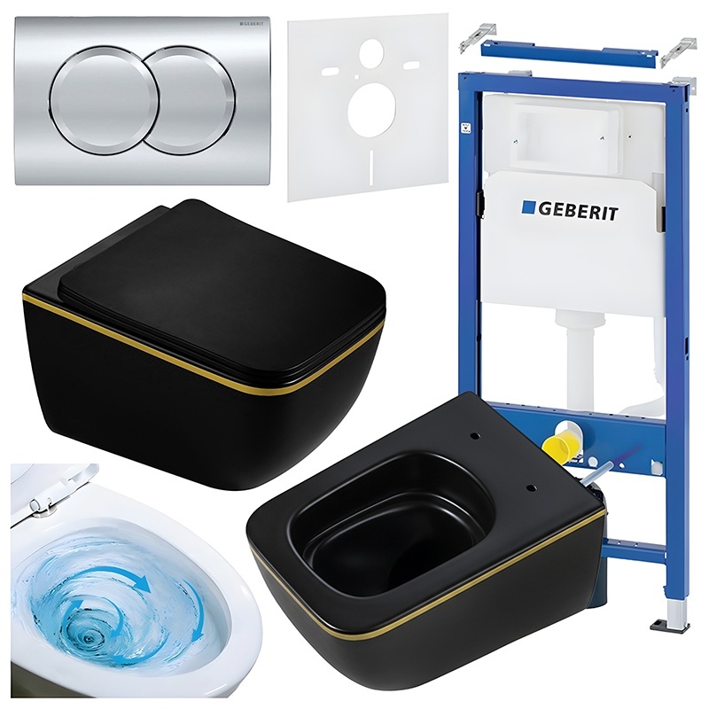 BPS-koupelny Podomítkový modul Geberit DuoFix s WC mísou YU-MTB-GL-TR-03 + ovládací tlačítko Delta 01 chrom