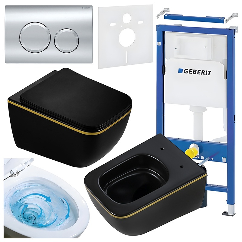 BPS-koupelny Podomítkový modul Geberit DuoFix s WC mísou YU-MTB-GL-TR-03 + ovládací tlačítko Delta 20 chrom