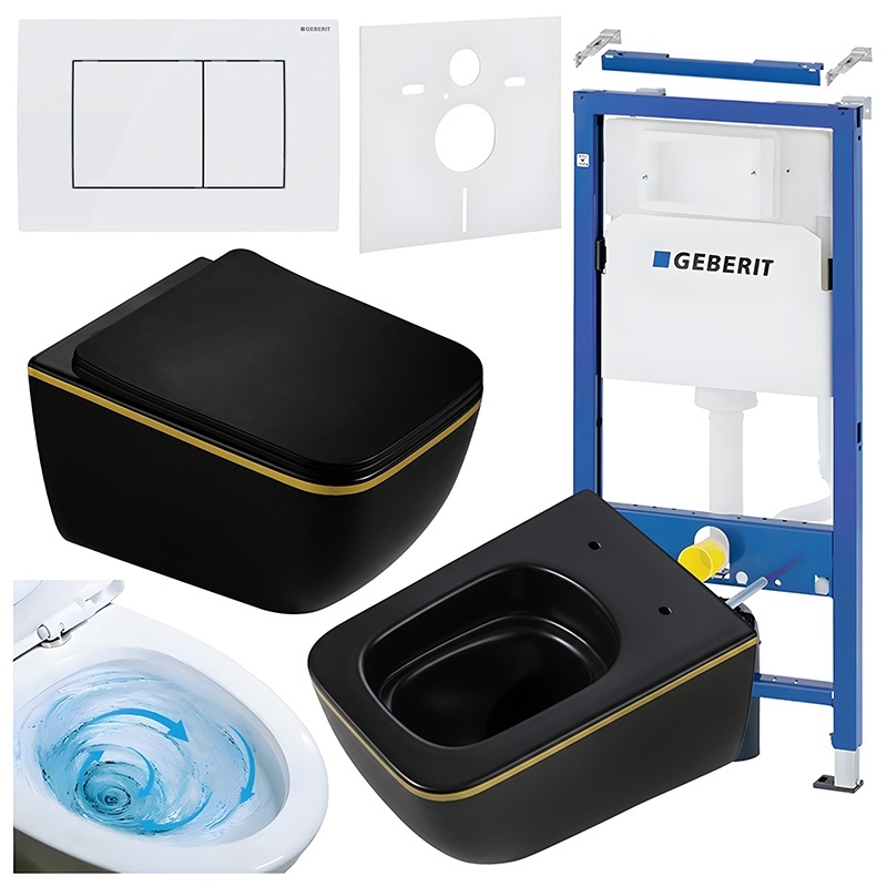 BPS-koupelny Podomítkový modul Geberit DuoFix s WC mísou YU-MTB-GL-TR-03 + ovládací tlačítko Delta 30 bílá