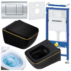 BPS-koupelny Podomítkový modul Geberit DuoFix s WC mísou YU-MTB-GL-TR-03 + ovládací tlačítko Delta 30 chrom
