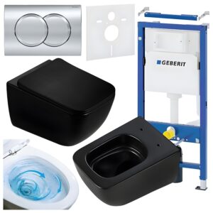 BPS-koupelny Podomítkový modul Geberit DuoFix s WC mísou YU-MTB-TR-03 + ovládací tlačítko Delta 01 chrom