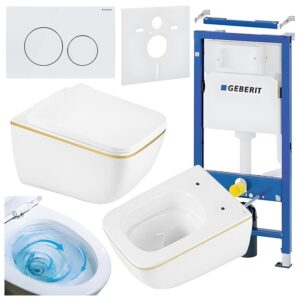 BPS-koupelny Podomítkový modul Geberit DuoFix s WC mísou YU-WH-GL-TR-03 + ovládací tlačítko Delta 20 bílá