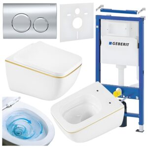 BPS-koupelny Podomítkový modul Geberit DuoFix s WC mísou YU-WH-GL-TR-03 + ovládací tlačítko Delta 20 chrom