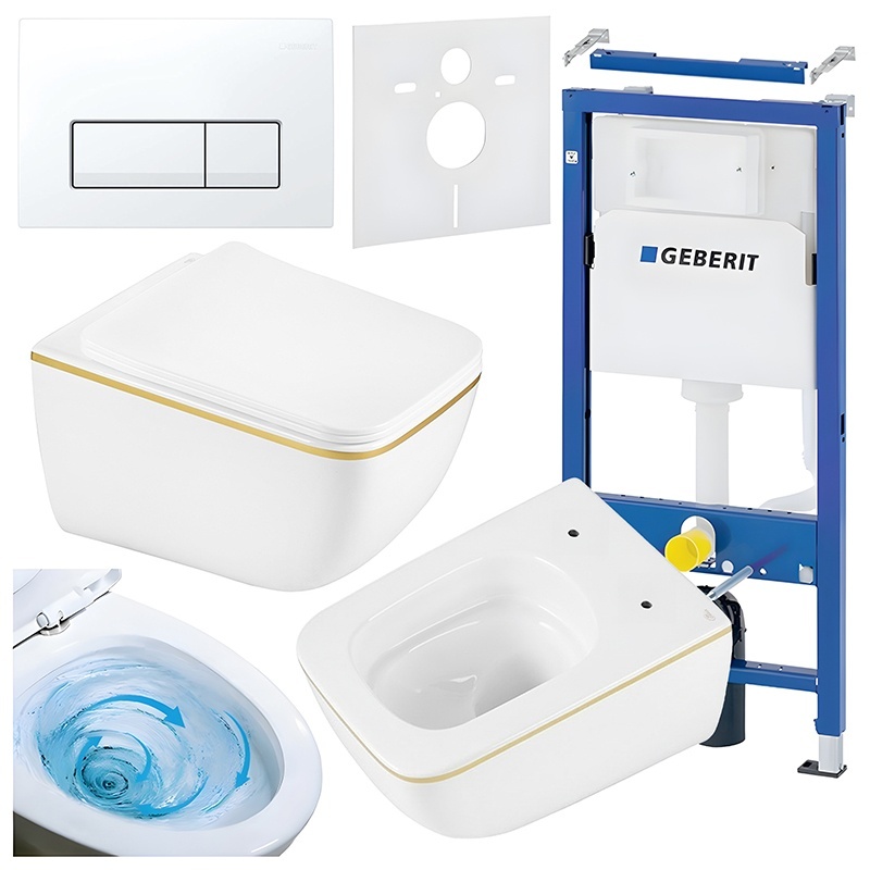 BPS-koupelny Podomítkový modul Geberit DuoFix s WC mísou YU-WH-GL-TR-03 + ovládací tlačítko Delta 50 bílá