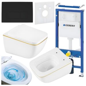 BPS-koupelny Podomítkový modul Geberit DuoFix s WC mísou YU-WH-GL-TR-03 + ovládací tlačítko Delta 50 černá mat