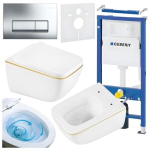BPS-koupelny Podomítkový modul Geberit DuoFix s WC mísou YU-WH-GL-TR-03 + ovládací tlačítko Delta 50 chrom