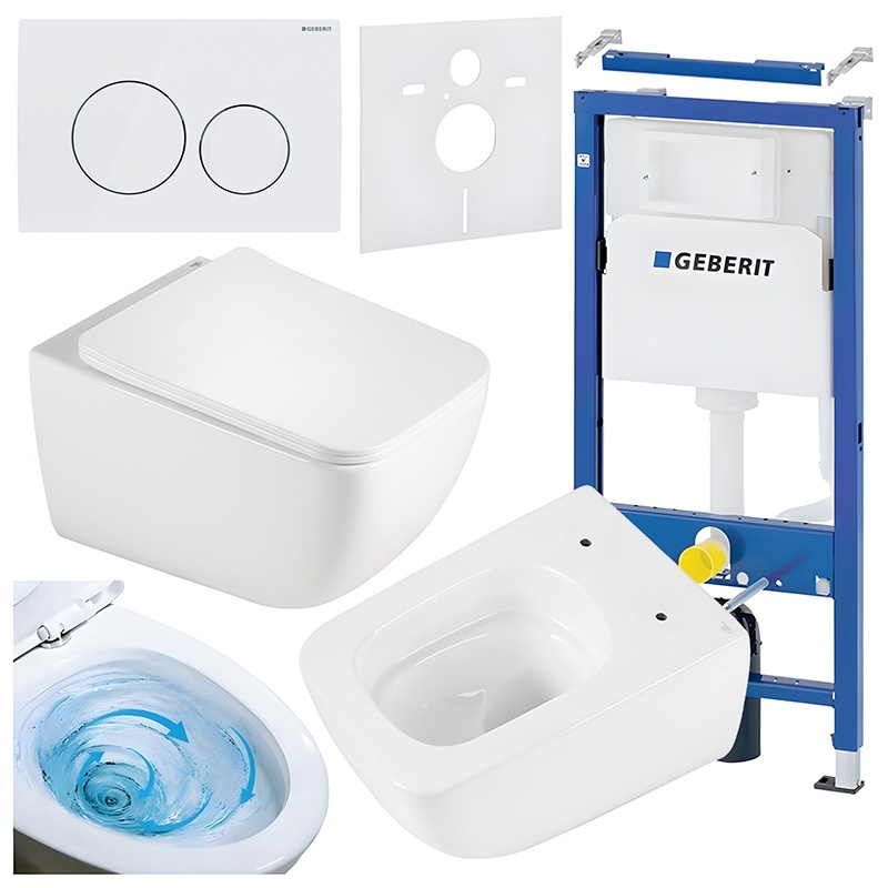 BPS-koupelny Podomítkový modul Geberit DuoFix s WC mísou YU-WH-TR-03 + ovládací tlačítko Delta 20 bílá