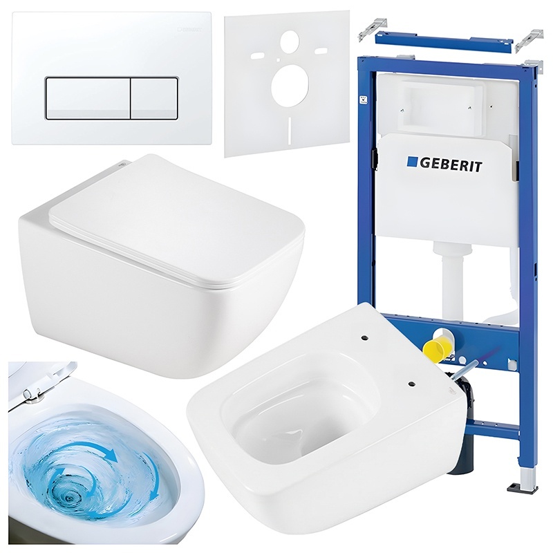 BPS-koupelny Podomítkový modul Geberit DuoFix s WC mísou YU-WH-TR-03 + ovládací tlačítko Delta 50 bílá