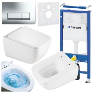 BPS-koupelny Podomítkový modul Geberit DuoFix s WC mísou YU-WH-TR-03 + ovládací tlačítko Delta 50 chrom