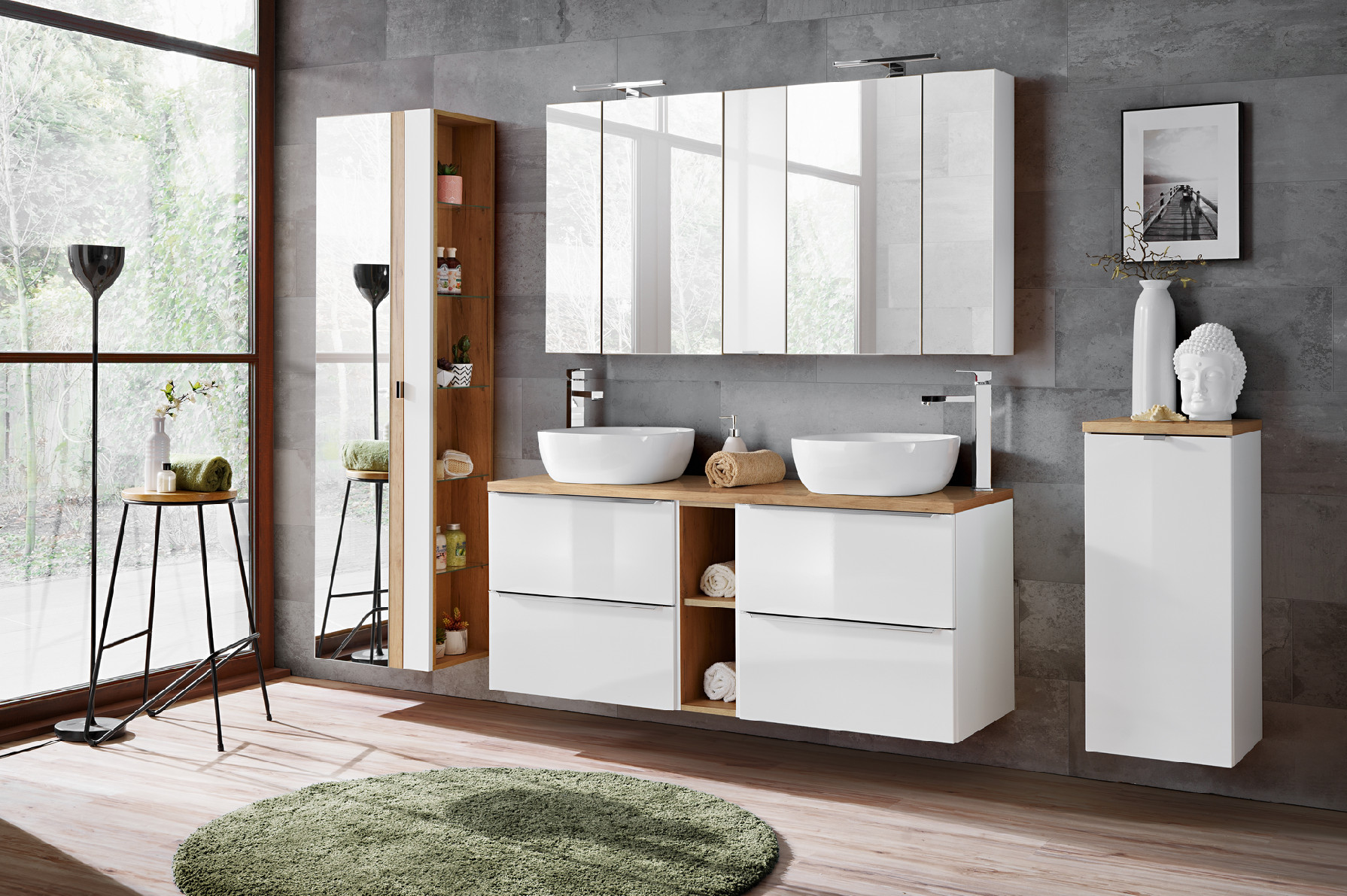 Comad Doplňková koupelnová skříňka nízká s košem na prádlo Capri White 35 bílá - Obrázek 2