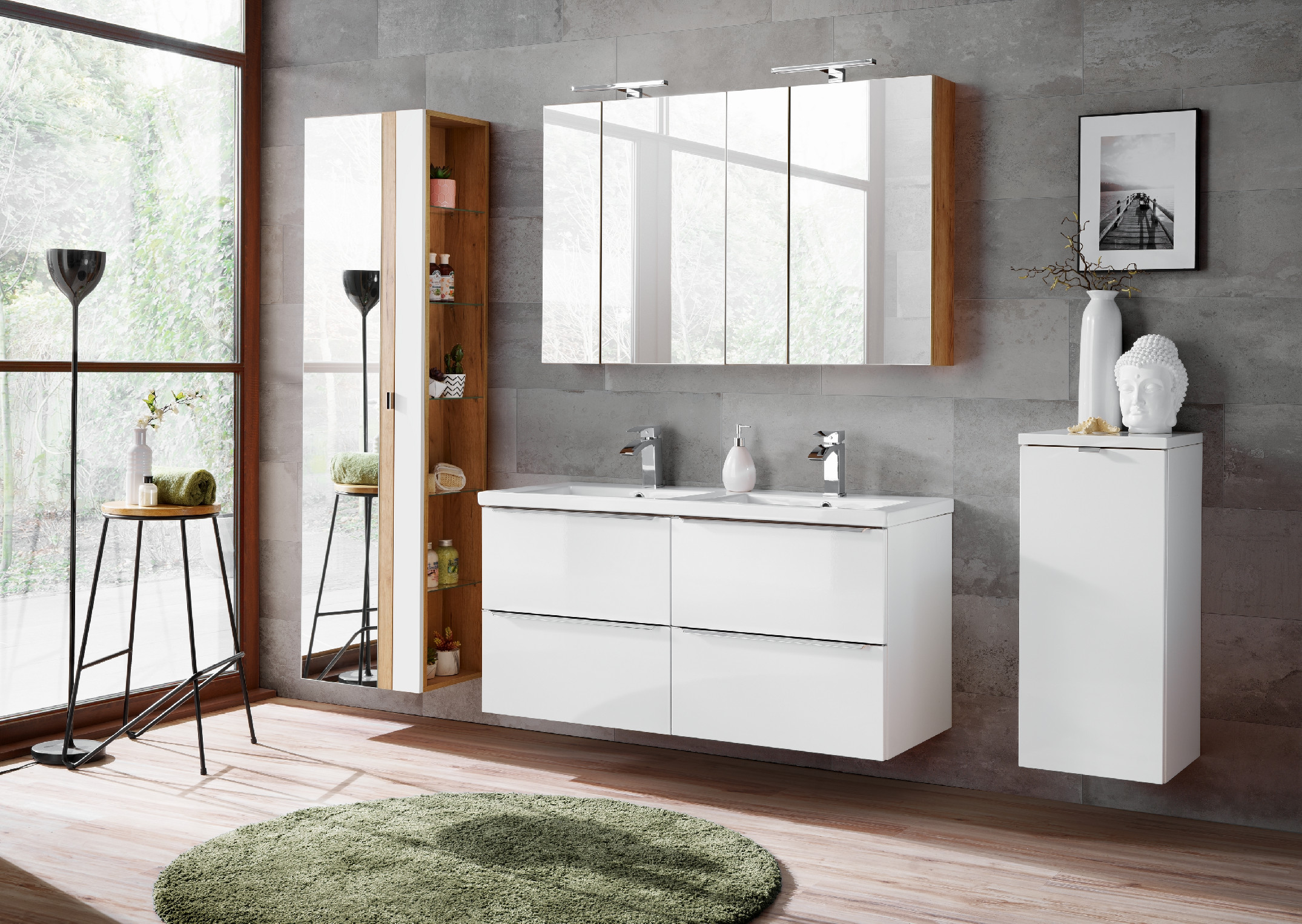 Comad Koupelnová skříňka pod umyvadlo Capri White 60 bílá/dub zlatý craft - Obrázek 2