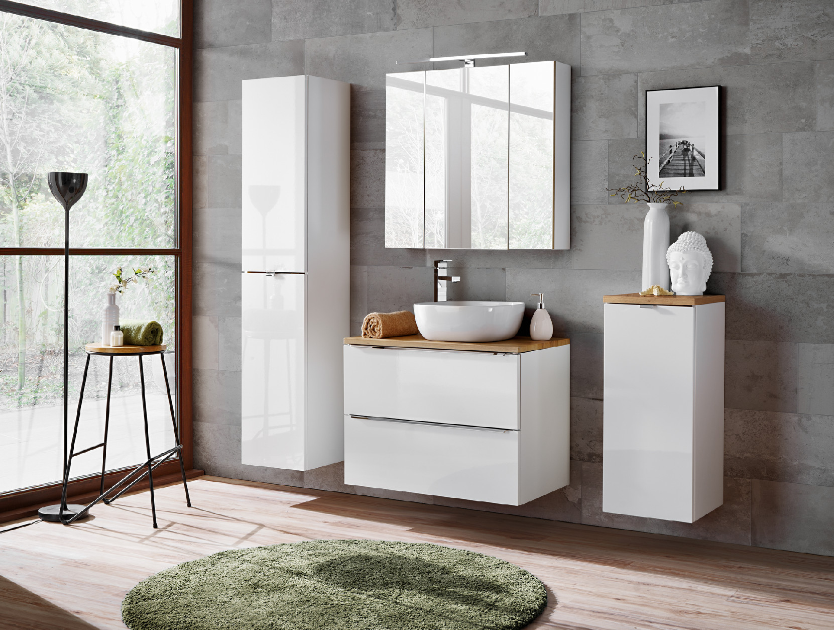 Comad Koupelnová skříňka pod umyvadlo Capri White 80 bílá/dub zlatý craft - Obrázek 2