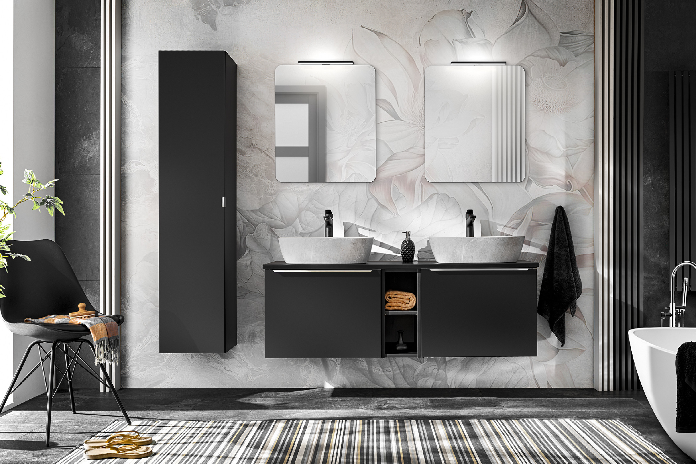 Comad Koupelnová skříňka pod umyvadlo Santa Fe Black 60 černá - Obrázek 2