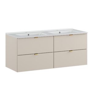 Comad Koupelnová skříňka s keramickým dvojumyvadlem Dalia Cashmere 120 cm - kašmír