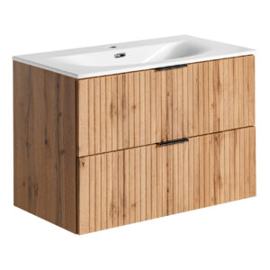 Comad Koupelnová skříňka s keramickým umyvadlem Adel Oak 80 cm - dub wotan