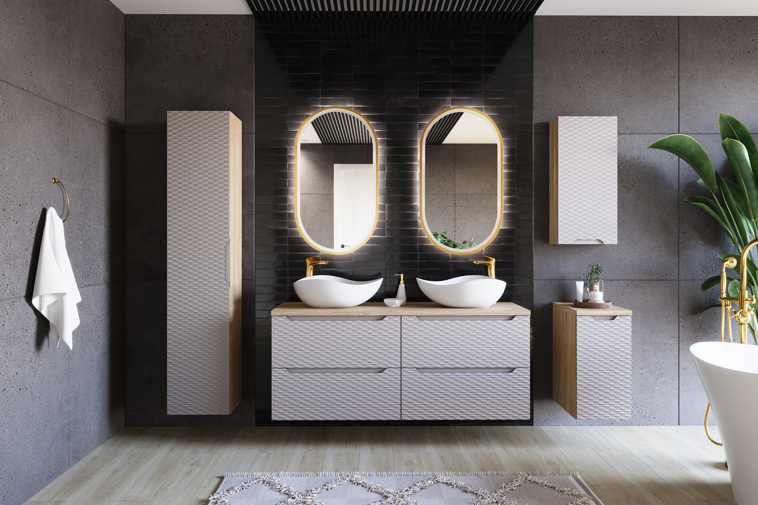 Comad Koupelnová skříňka závěsná horní Ocean Beige 35 béžová/dub olejovaný - Obrázek 2