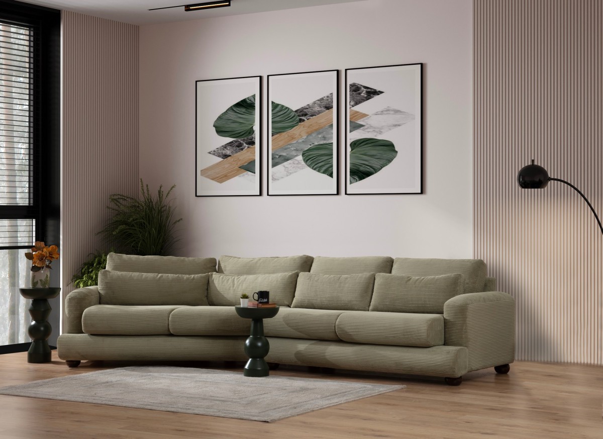 Hanah Home Čtyřmístná pohovka River 330 cm levá zelená - Obrázek 2